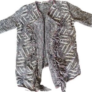 Lucky Brand Knit Long Sleeve Open Cardigan Sz S Fringes style Boho 90s Y2K